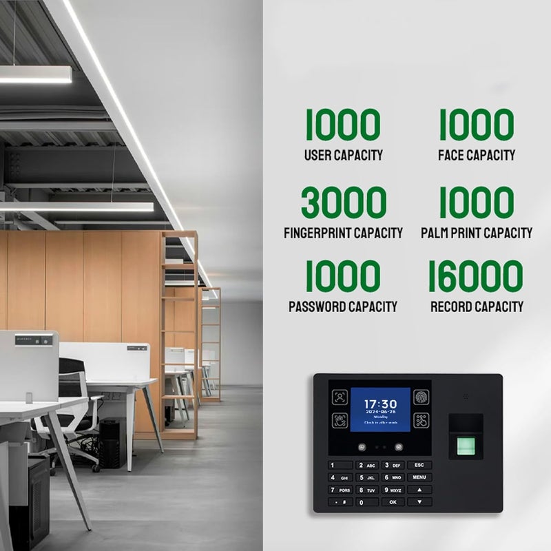 Rabitpos Employee Time Clocks for Small Business, Versatile 4 in 1 Time Machine (Face + Fingerprint + Palm Print + PIN), Clock in & Out Attendance Machine Punch Clock - Image 3